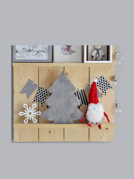 Arbore Decorativ De Crăciun Din Lemn Cu Blană 30x24.5cm