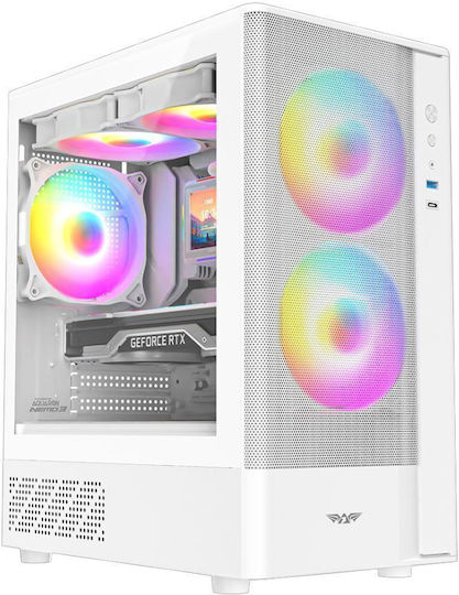 Armaggeddon Aquaron Nemo 3 Gaming Mini Tower Computer Case with Side Window and ARGB Lighting White