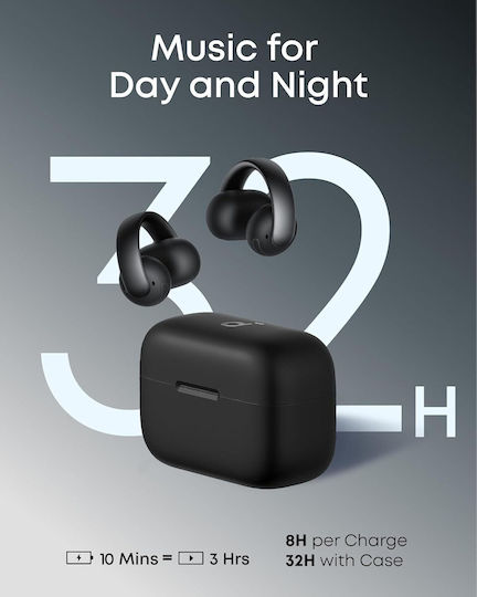 Soundcore by Anker Aeroclip Open Ear Bluetooth Handsfree Ακουστικά με Αντοχή στον Ιδρώτα και Θήκη Φόρτισης Midnight