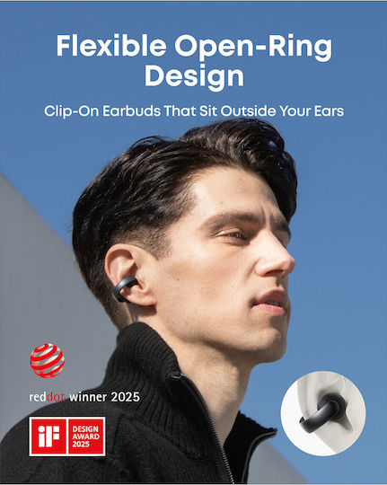 Soundcore by Anker Aeroclip Open Ear Bluetooth Handsfree Ακουστικά με Αντοχή στον Ιδρώτα και Θήκη Φόρτισης Midnight