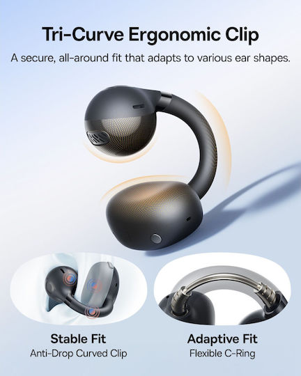 Baseus BC1 Open Ear Bluetooth Handsfree Ακουστικά με Αντοχή στον Ιδρώτα και Θήκη Φόρτισης Μαύρα