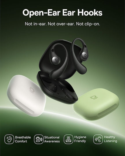 Baseus Eli Sport 2 Open Ear Bluetooth Handsfree Ακουστικά με Αντοχή στον Ιδρώτα και Θήκη Φόρτισης Μαύρα
