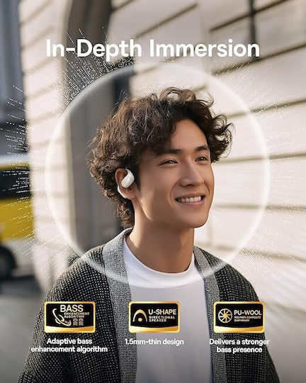 Baseus Eli 2i Fit Open Ear Bluetooth Handsfree Headphones with Sweat Resistance and Charging Case White