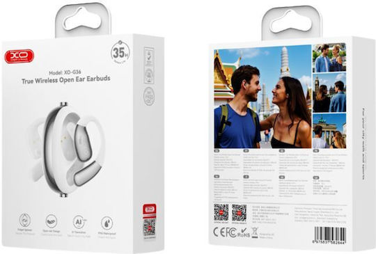 XO G36 Open Ear Casti Bluetooth Handsfree cu Husă de Încărcare Albe
