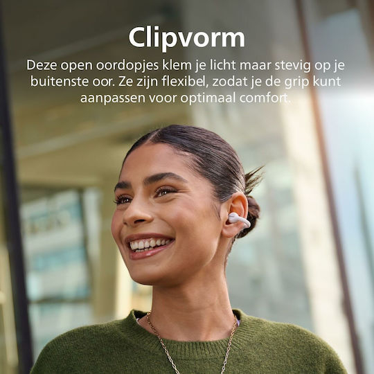 Philips TAQ2000 Open Ear Bluetooth Handsfree Căști cu Rezistență la Transpirație și Carcasă de Încărcare Alb