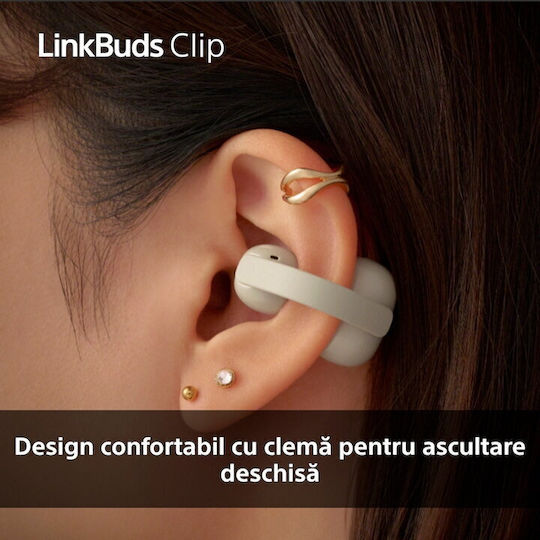 Sony LinkBuds Clip Bluetooth Handsfree Ακουστικά με Αντοχή στον Ιδρώτα και Θήκη Φόρτισης Greige
