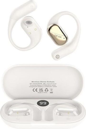 Devia EM406 OWS Lite1 Open Ear Bluetooth Handsfree Ακουστικά με Θήκη Φόρτισης Λευκά