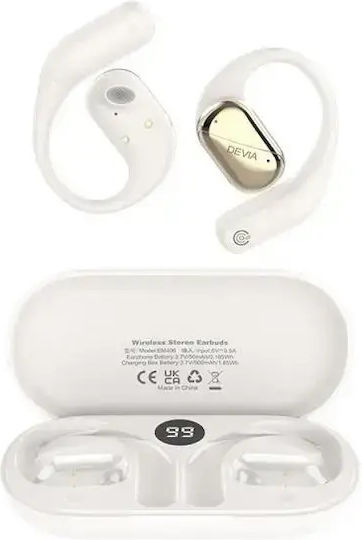 Devia EM406 OWS Lite1 Open Ear Bluetooth Handsfree Ακουστικά με Θήκη Φόρτισης Λευκά