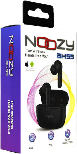 Noozy BH55 In-ear Bluetooth Handsfree Căști cu Carcasă de Încărcare Negru