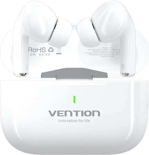 Vention Echo Lite E11 In-ear Bluetooth Handsfree Ακουστικά με Αντοχή στον Ιδρώτα και Θήκη Φόρτισης Λευκά