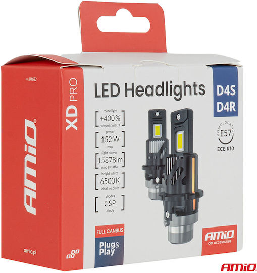 Amio Autolampen LED Xd Pro Serie D4s/d4r 12V 152W 15.878lm 6000K Voll Canbus Plug&play Kühler 2 Stück 04682/am