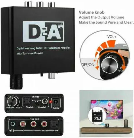 Optical To Rca Converter Tv Headphones 192khz Digital Optical Coaxial Toslink To Analog Rca L R 3.5mm Audio Converter