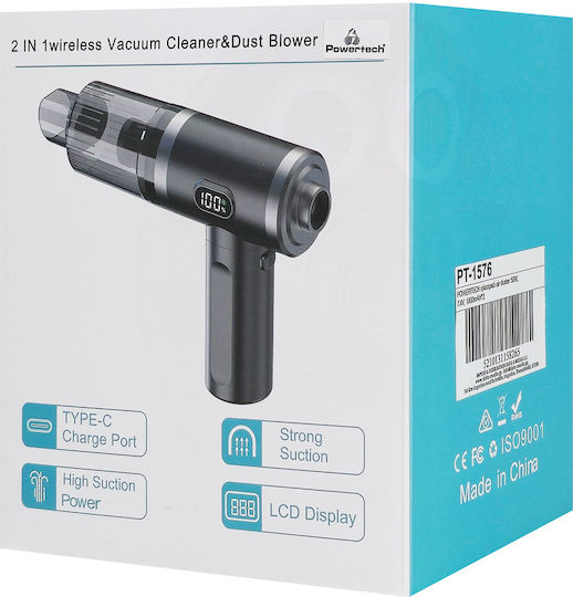 Powertech 2 1 Σκουπάκι Χειρός & Air Duster Pt-1576 50w 3600mah Μαύρο Powertech