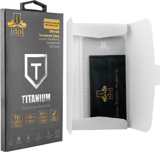 Idol 1991 Tempered Glass Xiaomi Poco X8 Pro Max 6.83" 9h 0.25mm Titanium Semi Curved Full Glue Black