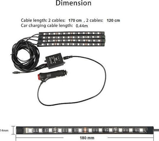 Andowl RGB LED Car Atmosphere Lighting 12 LED Q-CD59 RGB LED Car Atmosphere Light TF237373