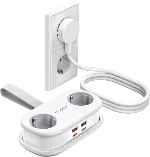Orico GaN Charging Station With 2 USB-A Output Ports And USB-C Output Port And USB-C Cable 20W Power Delivery In White Colour AP3