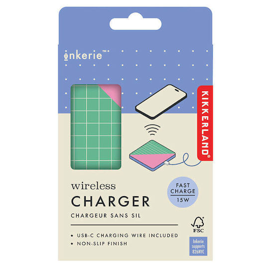 Kikkerland Wireless Charger (Qi Pad) 15W Grid (Inkerie)