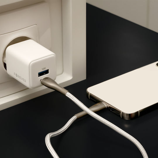 Forever Charger Without Cable GaN with USB-A Port and USB-C Port 30W Power Delivery Whites (TC-08-30AC)