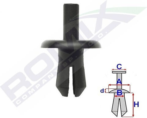 Fixing Clips Audi Mercedes Opel 8x14.9mm Black Set 10 Pcs Romix C70310