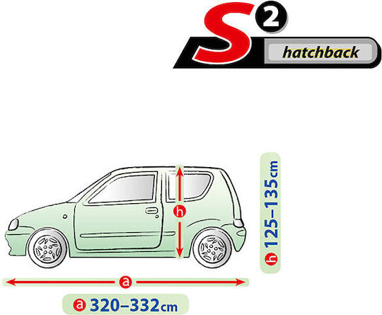 Covers 332x125cm Waterproof for Hatchback Secured with Elastic
