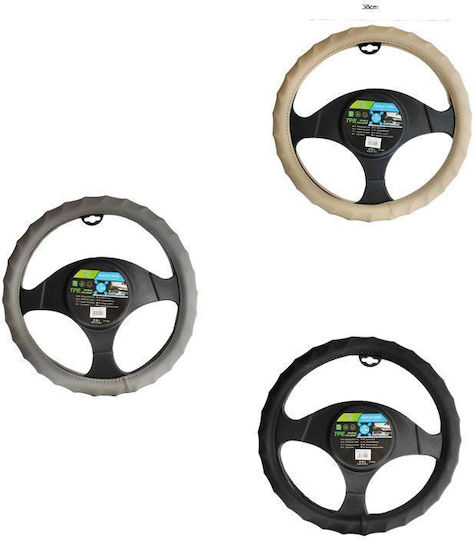 Car Steering Wheel Cover with Diameter 37.5-39cm in Beige Leatherette