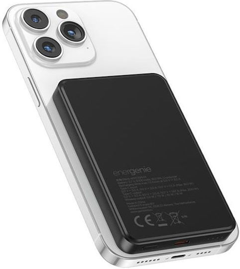 Energenie Магнитна MagSafe Външна Батерия 10000mAh 15W с USB-C Изходен Порт Power Delivery / Бързо Зареждане Черна