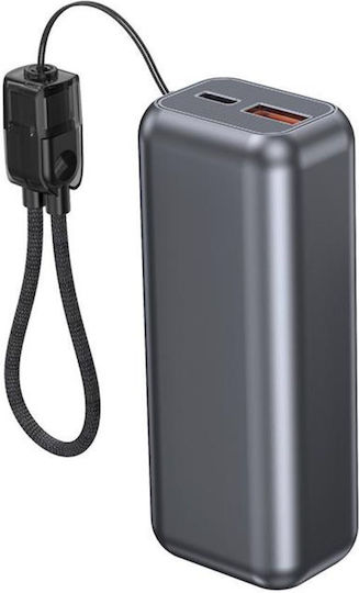 Energenie Компактна Външна Батерия 10000mAh 20W с USB-A Изходен Порт и USB-C Изходен Порт Power Delivery / Бързо Зареждане Сива