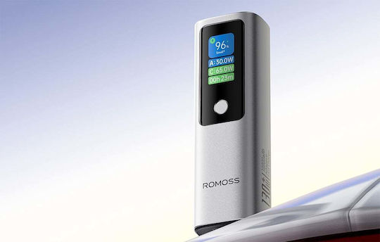 Romoss PPU10 Power Bank 10000mAh 130W με Θύρα USB-A και Θύρα USB-C Power Delivery / Quick Charge 3.0 Ασημί