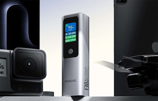 Romoss PPU10 Power Bank 10000mAh 130W με Θύρα USB-A και Θύρα USB-C Power Delivery / Quick Charge 3.0 Ασημί