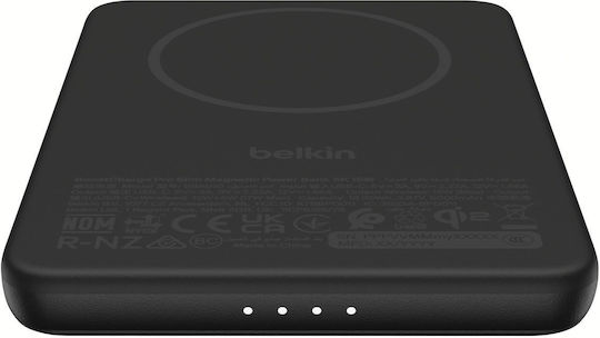 Belkin BoostCharge Slim Magnetic Qi2 Power Bank 5000mAh 15W With USB-C Output Port Black