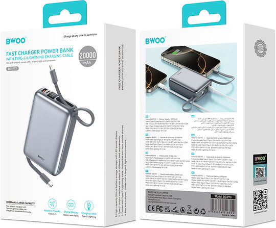 BWOO P73 Power Bank 10000mAh 22.5W with USB-C Port Black