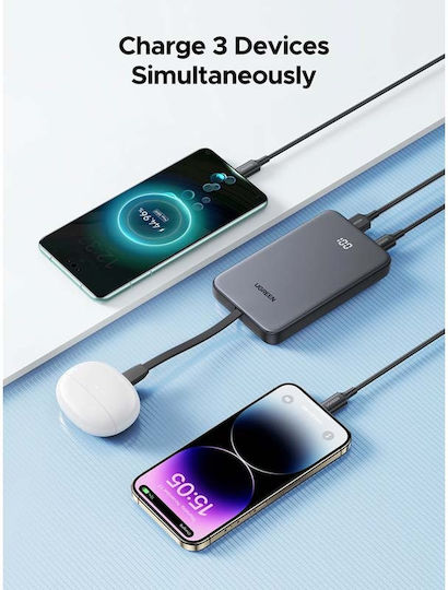 Ugreen Power Bank 10000mAh 20W με 3 Θύρες USB-C Power Delivery Γκρι