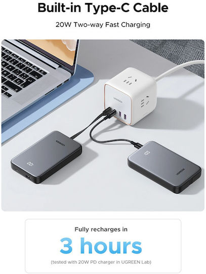 Ugreen Power Bank 10000mAh 20W με 3 Θύρες USB-C Power Delivery Γκρι