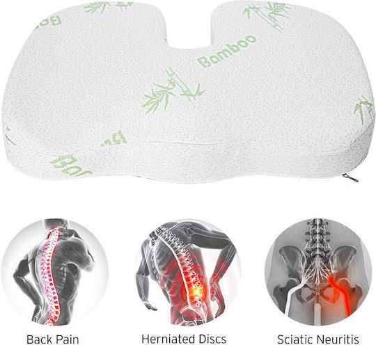 Perna Anatomică pentru Scaun din Fibre de Bambus și Spumă cu Memorie Albă 45cm X 35cm X 7cm