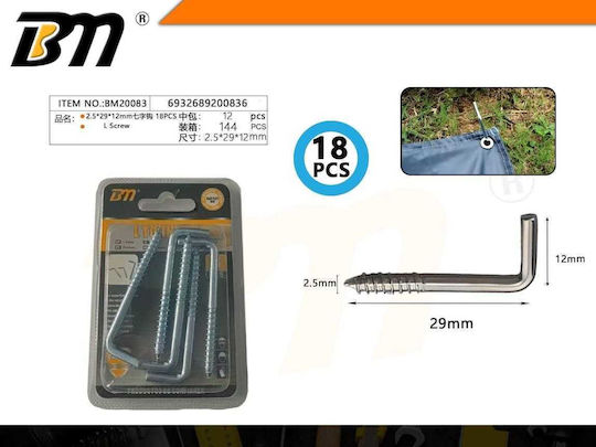 Galvanized Square Screw Hook with Diameter M12 and Length 29mm 18pcs