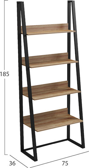 Βιβλιοθήκη Καφέ 75x36x185εκ. Βιβλιοθήκη Καφέ 75x36x185εκ.