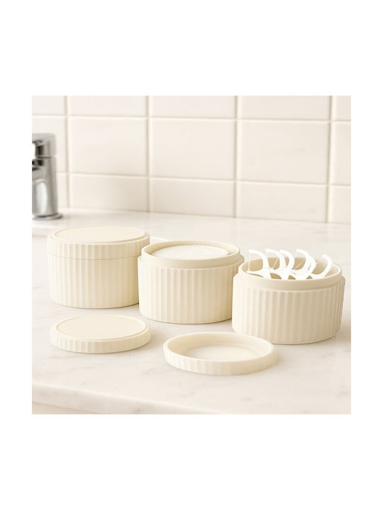 Femmit 3 Piece Bathroom Organizers Cream Lid Cotton Swabs Tweezers & Makeup Accessories