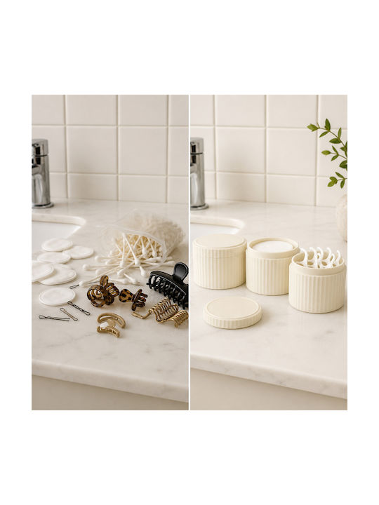 Femmit 3 Piece Bathroom Organizers Cream Lid Cotton Swabs Tweezers & Makeup Accessories