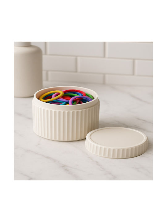 Femmit 3 Piece Bathroom Organizers Cream Lid Cotton Swabs Tweezers & Makeup Accessories
