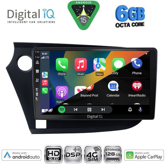 Digital IQ Car Audio System for Honda Insight 2009-2014 Bluetooth USB WiFi GPS Apple CarPlay Android Auto with 9" Touch Screen