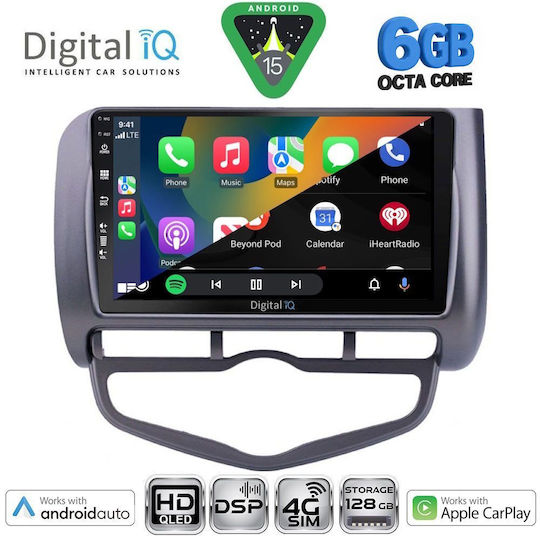 Digital IQ Ηχοσύστημα Αυτοκινήτου για Honda Jazz 2002-2008 με Clima (Bluetooth/USB/WiFi/GPS/Apple-Carplay/Android-Auto) με Οθόνη Αφής 9"