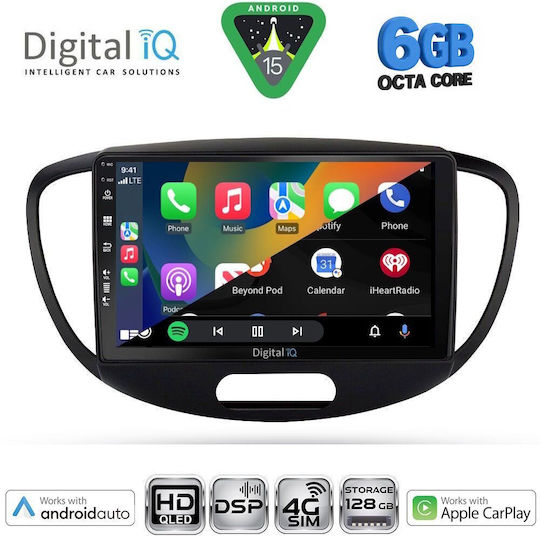 Digital IQ Car Audio System for Hyundai i10 2008-2013 Bluetooth USB WiFi GPS Apple CarPlay Android Auto with 9" Touch Screen