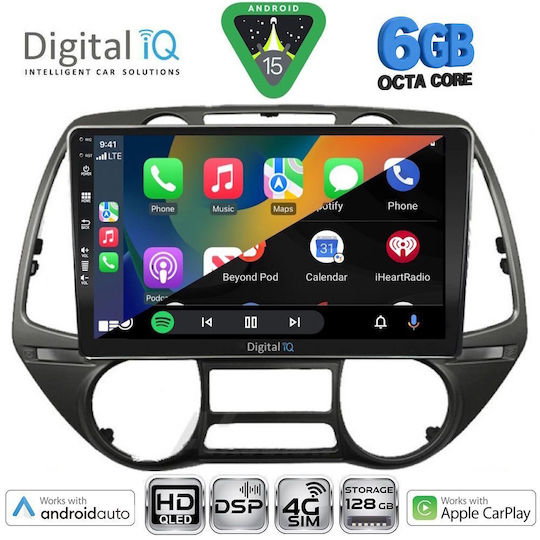 Digital IQ Car Audio System for Hyundai i20 2008-2014 Bluetooth USB WiFi GPS Apple CarPlay Android Auto with 9" Touch Screen