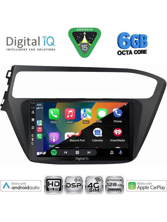 Digital IQ Car Audio System for Hyundai i20 2018-2021 (Bluetooth/USB/WiFi/GPS/Apple CarPlay/Android Auto) with 9" Touch Screen