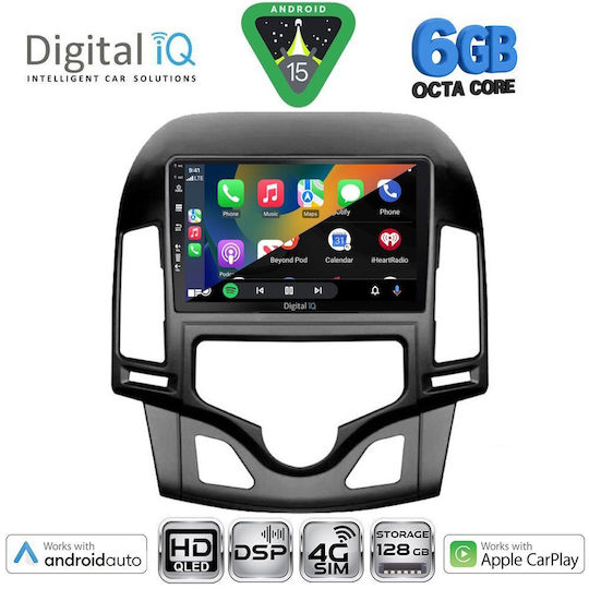 Digital IQ Ηχοσύστημα Αυτοκινήτου για Hyundai i30 2007-2012 με Clima (Bluetooth/USB/WiFi/GPS/Apple-Carplay/Android-Auto) με Οθόνη Αφής 9"