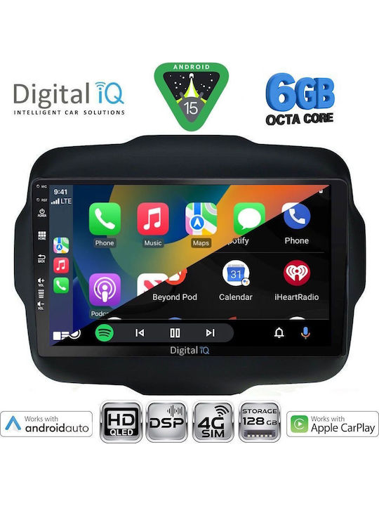 Digital IQ Car Audio System for Jeep Renegade 2015-2019 (Bluetooth/USB/WiFi/GPS/Apple CarPlay/Android Auto) with 9" Touch Screen