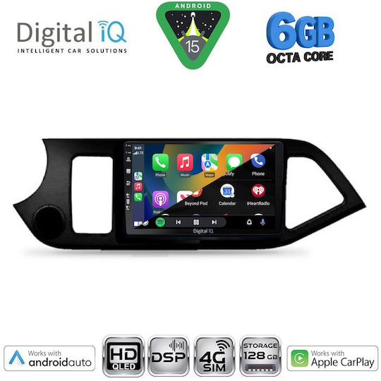 Digital IQ Ηχοσύστημα Αυτοκινήτου για Kia Picanto 2011-2017 (Bluetooth/USB/WiFi/GPS/Apple-Carplay/Android-Auto) με Οθόνη Αφής 9"