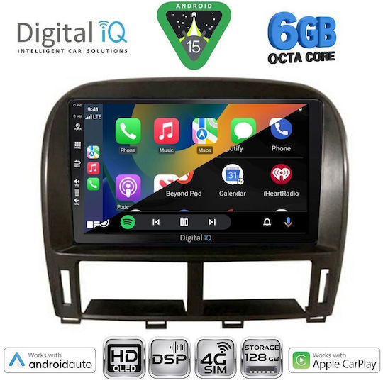 Digital IQ Car Audio System for Jaguar XF Lexus LS 2000-2006 Bluetooth USB WiFi GPS Apple CarPlay Android Auto with 9" Touch Screen