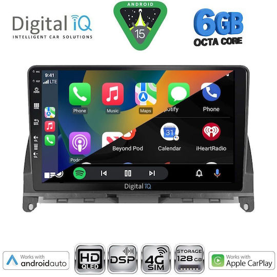 Digital IQ Ηχοσύστημα Αυτοκινήτου για Mercedes-Benz C Class 2007-2011 (Bluetooth/USB/WiFi/GPS/Apple-Carplay/Android-Auto) με Οθόνη Αφής 9"