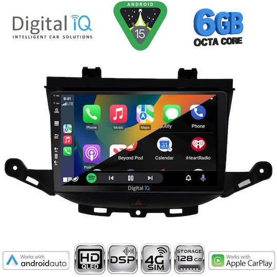 Digital IQ Ηχοσύστημα Αυτοκινήτου για Opel Astra 2015-2023 (Bluetooth/USB/WiFi/GPS/Apple-Carplay/Android-Auto) με Οθόνη Αφής 9"